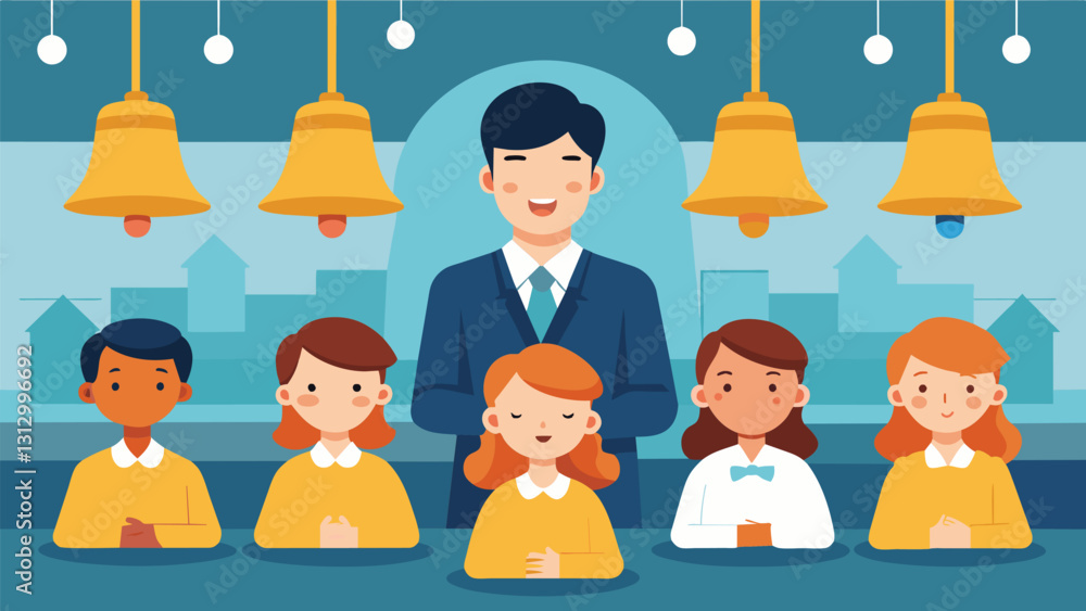 Aufkleber the school holds a bell choir during assemblies where students use mindfulness bells to create a cal