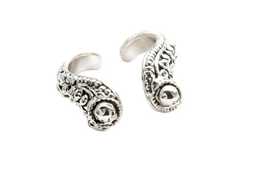 Elegant silver ear cuffs ornate design luxury jewelry pair