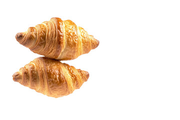 Two croissants are on a white background, isolated