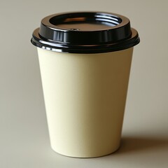 Creamy Beige Paper Coffee Cup with Lid