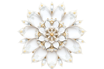 Elegant white and gold flower mandala design radiating peace and serenity a symbol of beauty and harmony