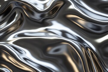 Shimmering metallic fabric waves reflecting light in a dim space