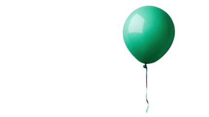 Single green balloon floating with transparent background