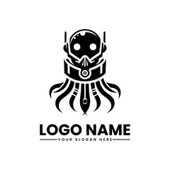 Robot Vector Logo | Futuristic AI Mascot | Modern Tech Illustration