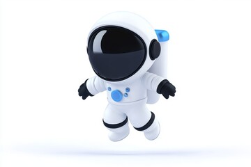 White astronaut is flying through space