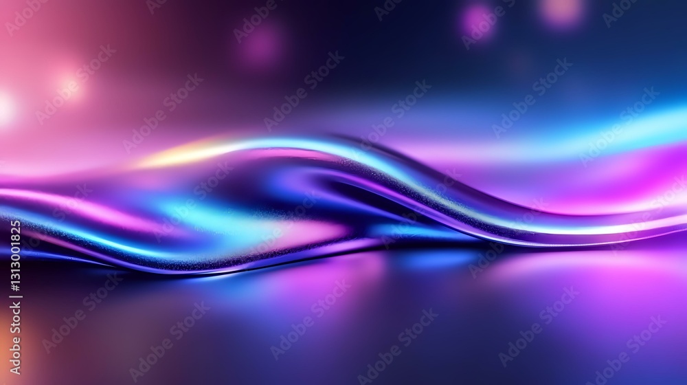 Aufkleber vibrant flowing waves in neon pink and electric blue create dynamic abstract background with glowing