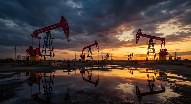Oil pump at oil mining site for energy and and gas factory concept
