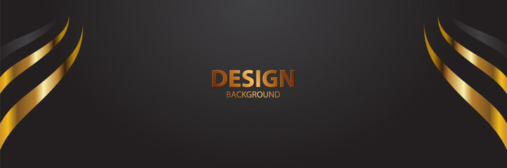 Gold, black, curved lines, dark background, design template
