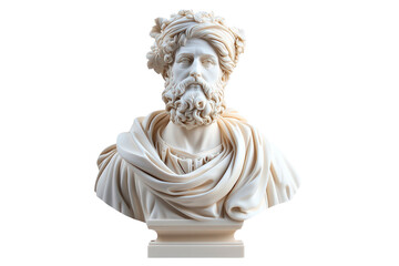 Obraz premium A white statue of a man with a beard isolated on transparent background