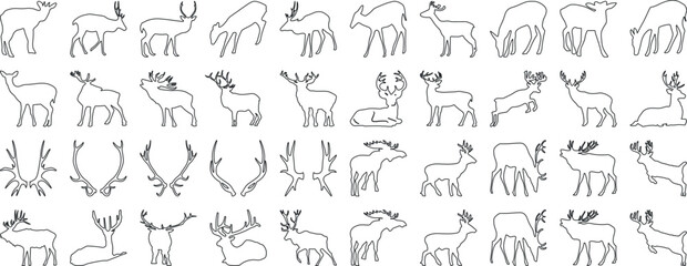 Collection of deer silhouettes vector illustration, perfect for logos, designs, and more.