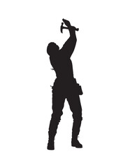 Construction Laborer Silhouette, Construction Worker Silhouette Vector. High-Quality Silhouette Vector