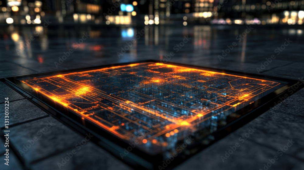 Poster close-up view of a computer circuit board showcasing intricate details of ai technology in a photo r