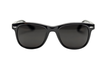 Black sunglasses on a white background, ideal for sunny days and stylish summer outings with classic design