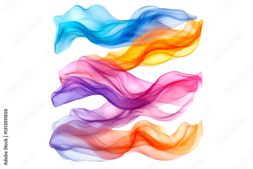 Poster a waves in different colors isolated on transparent background