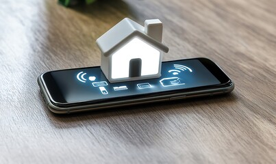 Smart Home Mobile Application on Wooden Surface