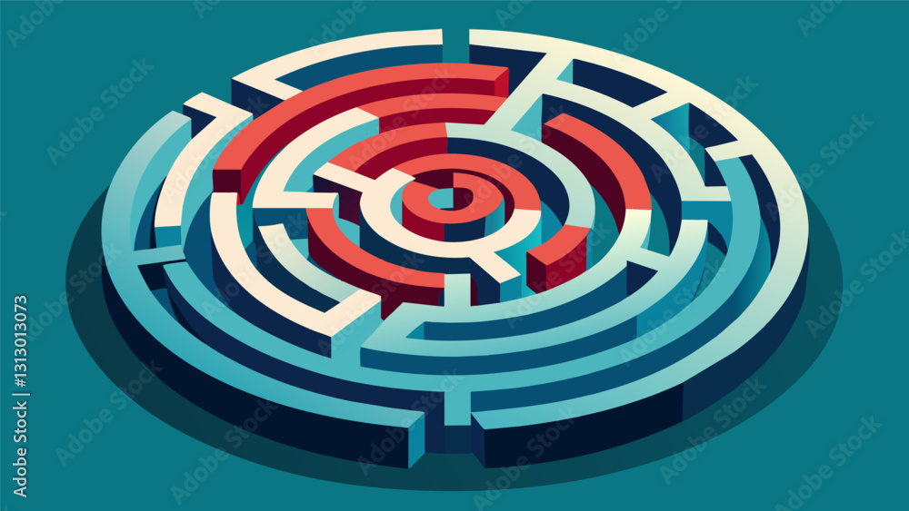 Poster The twists and turns of the labyrinth mirrored the complexities of my mind yet as I reached the end I felt a sense of peace and simplicity.. Vector illustration