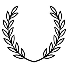 Laurel Wreath Vector | Clipart, Line Art & Cartoon Illustration, Elegant laurel wreath vector illustration, perfect for clipart, line art, cartoons, and digital designs.