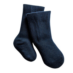 A Pair of Thermal Wool Socks in Navy Isolated on Transparent Background