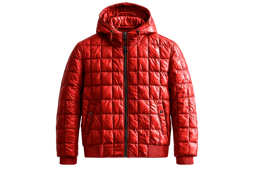 A red jacket with a hood isolated on transparent background