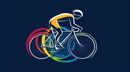 Fototapeta premium Cyclist silhouette in motion, dynamic abstract background, sports illustration, graphic design