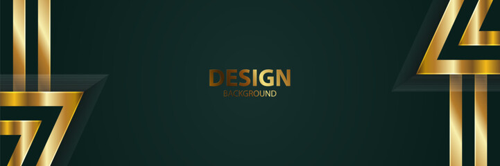 Gold geometric design background, dark green backdrop, modern template