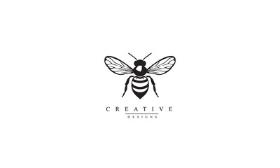 Bee power logo bee, bee vector, honey, black logos. white background