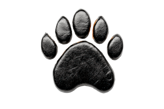 A black paw print isolated on transparent background