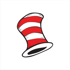 Dr seuss hat icon vector flat illustration design on white background. 