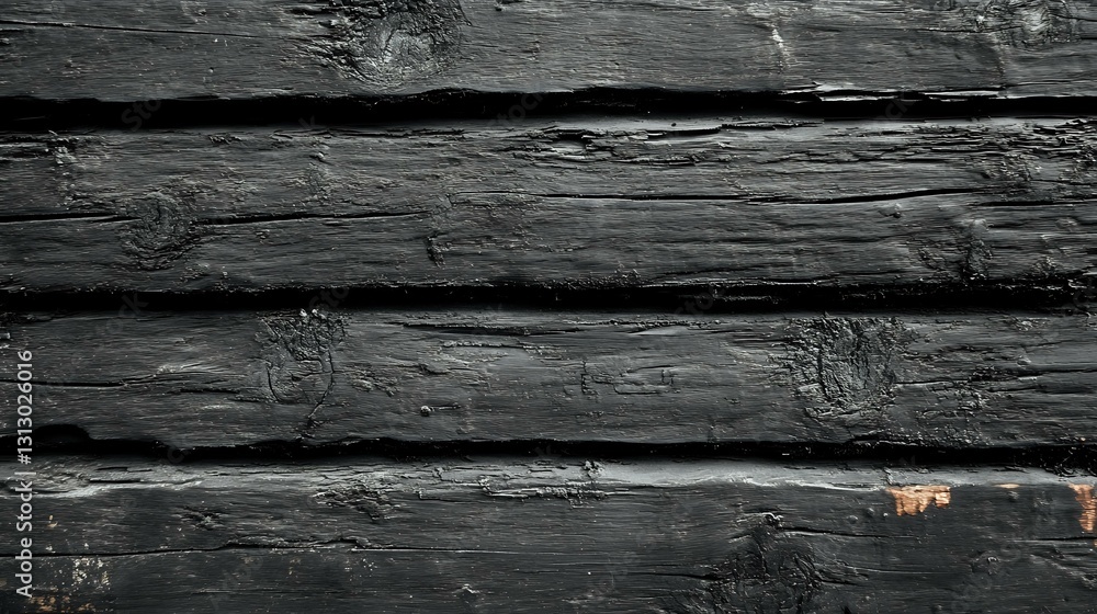 Aufkleber dark weathered wooden planks with rough textured surface and natural grain pattern create rustic bac