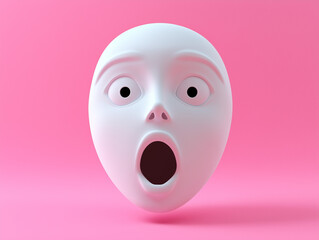 Fototapeta premium 3D face with shocked expression isolated on a solid color background