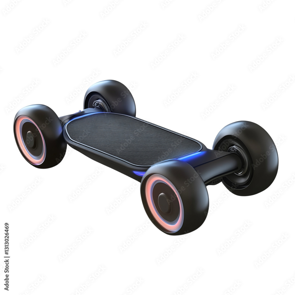 Poster hoverboard with balance sensors isolated on transparent background