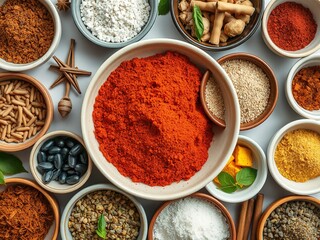 Aromatic Spices in Ceramic Bowls