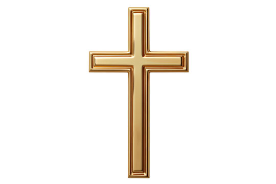 A gold cross isolated on transparent background