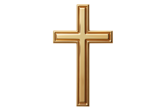 A gold cross isolated on transparent background