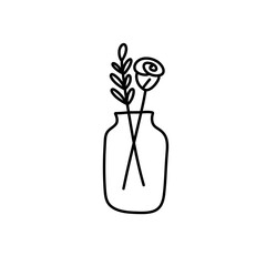 Flower in vase doodle illustration
