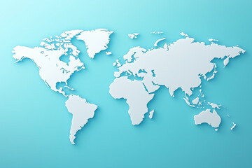 World map illustration on blue background