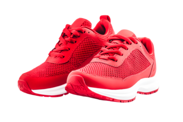Vibrant Red Sneakers Ready for a Run Energetic and Stylish Footwear