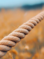 Fototapeta premium The rough hemp rope hanging on the rural wall