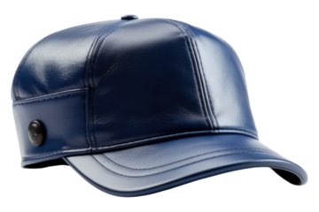 Blue leather office hat Isolated on transparent background