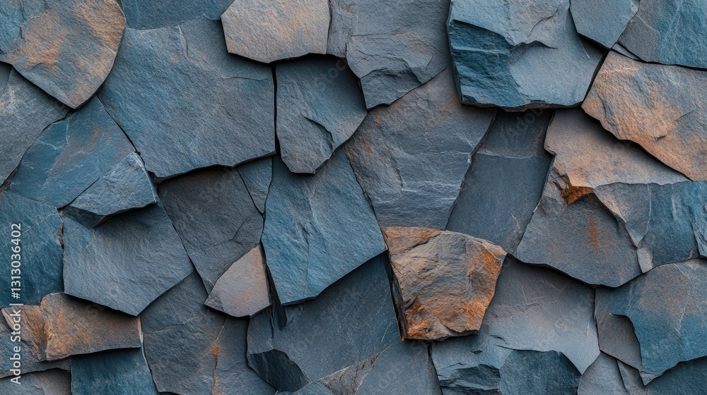 Poster a wall of rocks with dark blue slate texture creating a natural and rugged background for various ap