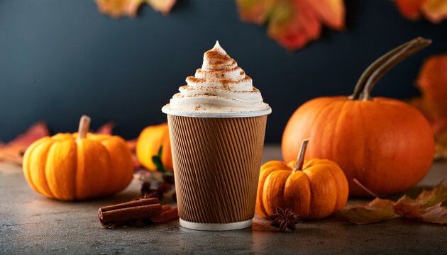 pumpkin spice latte paper cup generative ai
