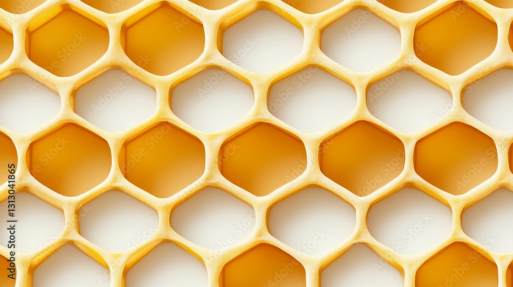 Poster close-up of a honeycomb structure showcasing the intricate hexagonal patterns and natural geometry f