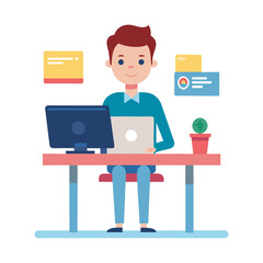 a digital marketing using on computer  isolated on transparent background.