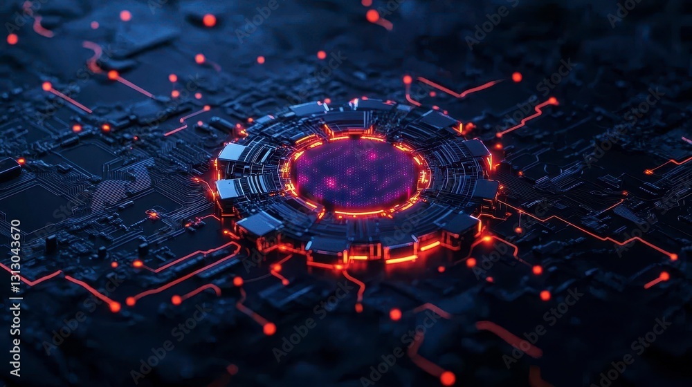 Poster abstract futuristic technological circuit board design with glowing elements showcasing innovation a