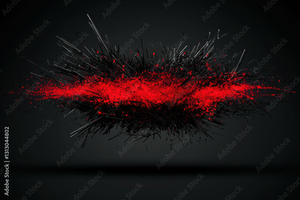 Aufkleber abstract red and black explosion with fractal texture on dark background