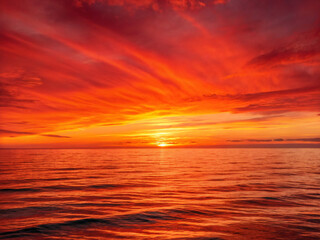 Obraz premium sunset over the sea. sunset, sea, sky, water, sun, ocean, sunrise, clouds, nature, beach, horizon, orange, cloud, landscape, dusk, beautiful, red, evening, blue, dawn, summer, sunlight, reflection, tw