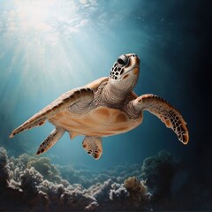 Obraz premium A turtle swimming in the ocean