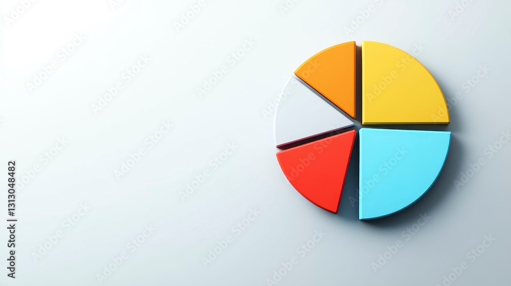 Poster colorful pie chart segments arranged artistically on a minimalist background for data visualization 