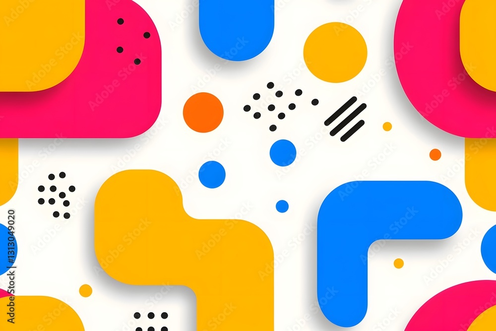 Poster vibrant geometric abstract seamless pattern with bold shapes and symmetrical design
