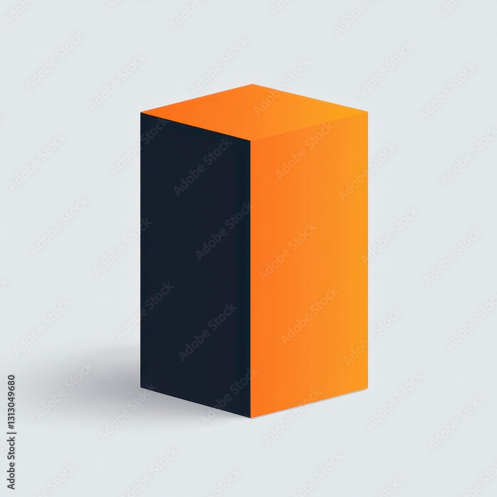 Poster a bold two-tone geometric shape standing vertically against a minimalistic background, emphasizing m